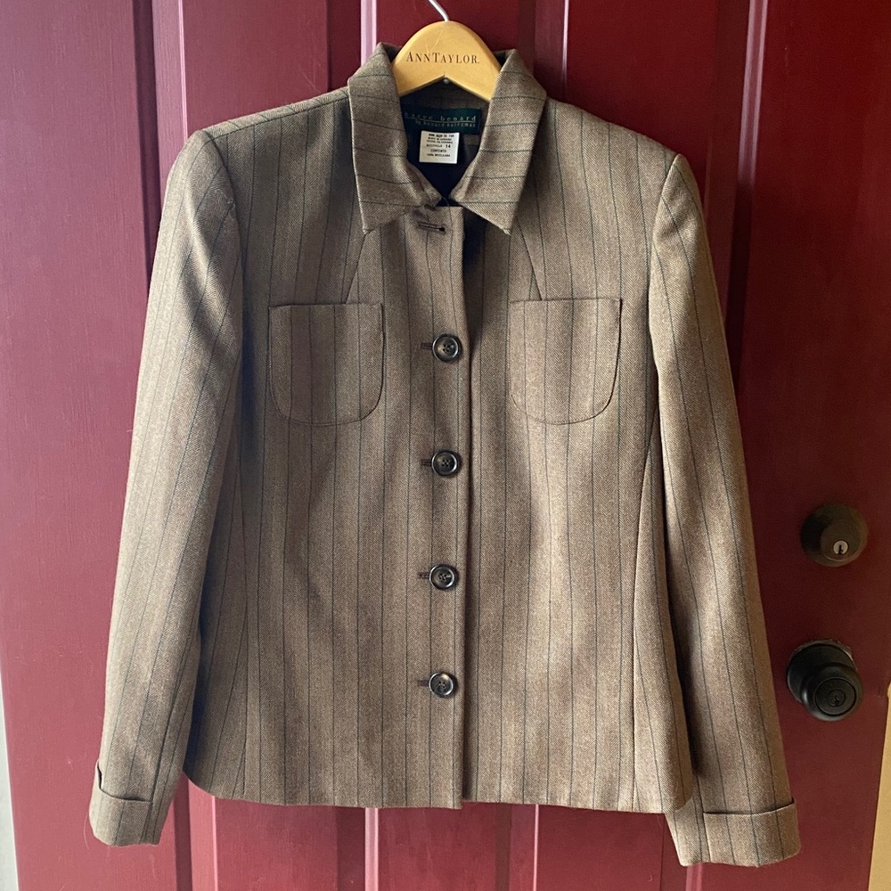 Ann Taylor Dark Brown Pinstripe Blazer